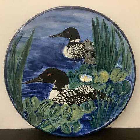 Plate with Loons, Chicks and Lily Pads, Roxanne Locy, Canton, NY