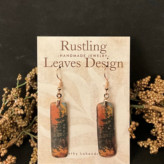 Twilight Forest Thin Rectangle Earrings