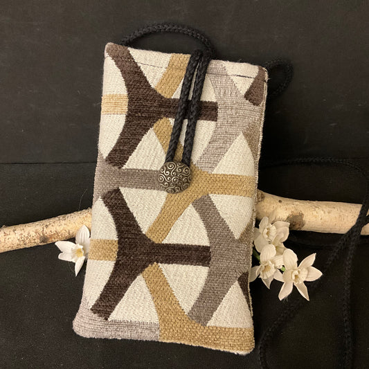 Phone Case/Small Purse - Geometric pattern in Browns and Gray