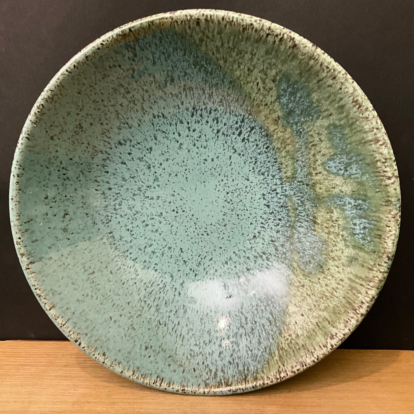Pasta Bowl with Speckled Green and Turquoise