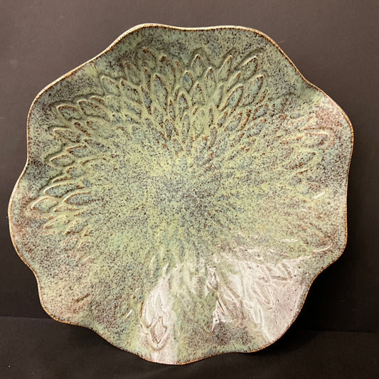 Large Embossed Bowl in Blue/Green Tones