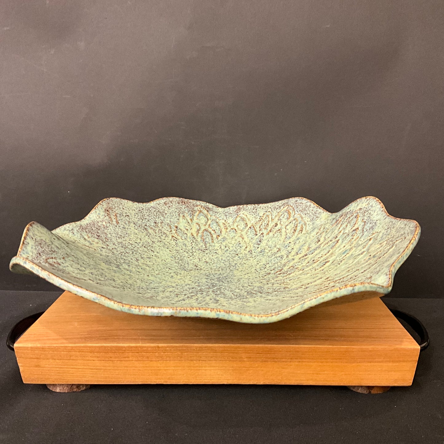 Large Embossed Bowl in Blue/Green Tones