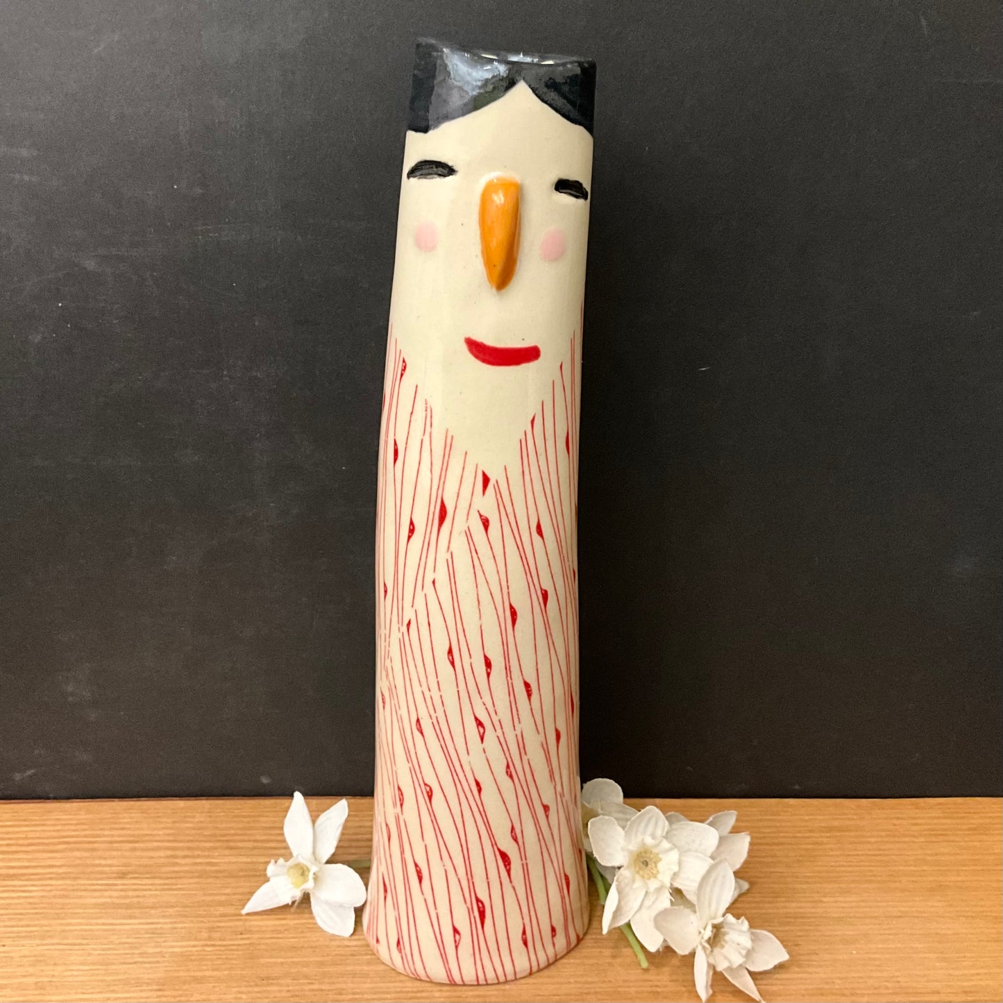 Bud Vase Figure in Red Outfit