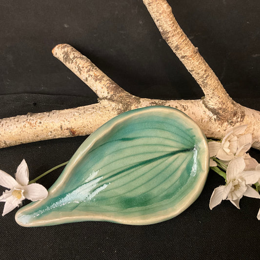 Mini Green Hosta Leaf Trinket Tray