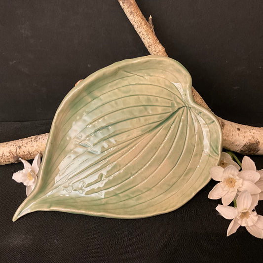 Small Pale Green Hosta Leaf Trinket Tray