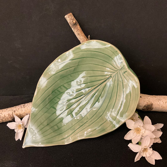 Small Green Hosta Leaf Trinket Tray