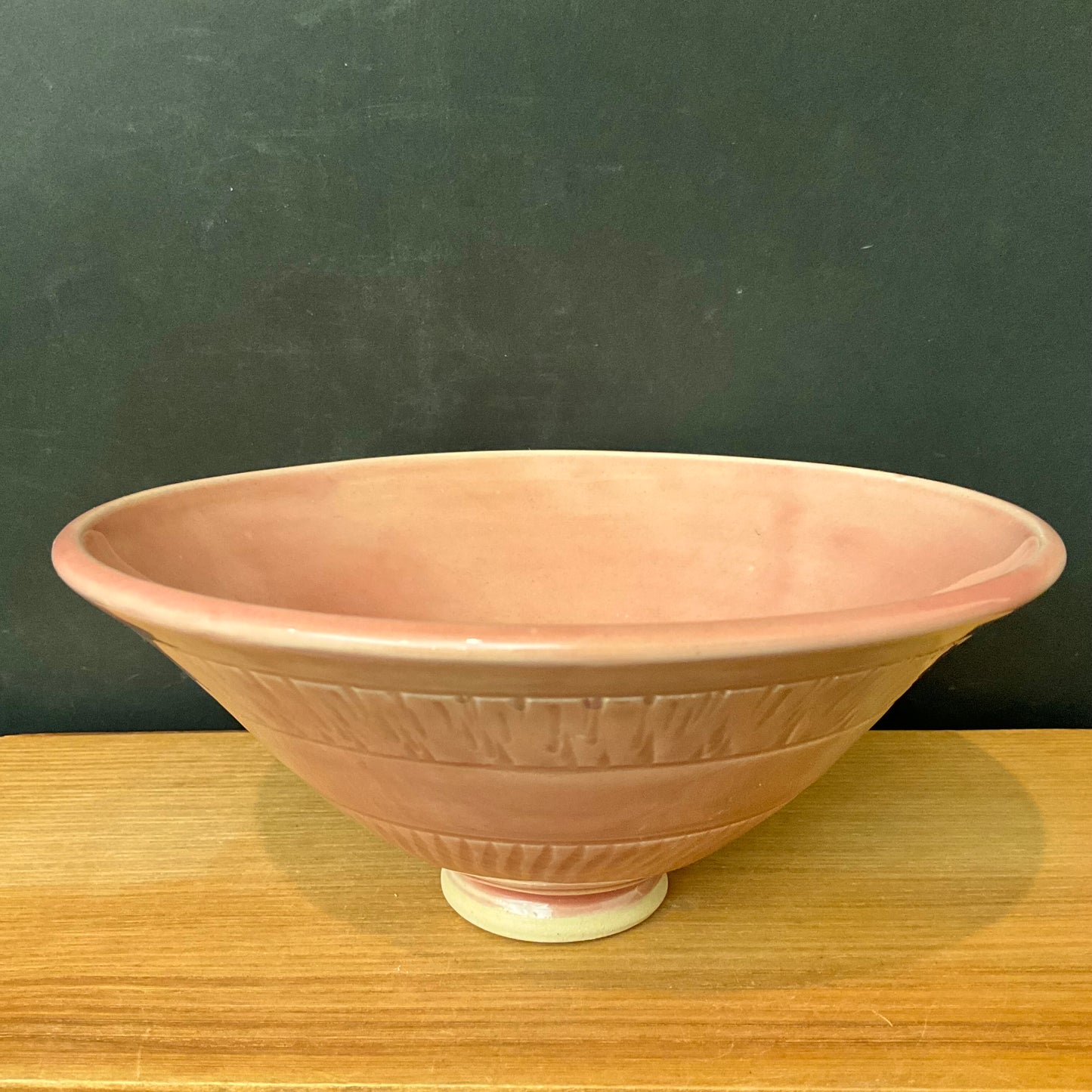 Pinkish Serving Bowl with Geometric Incised Pattern