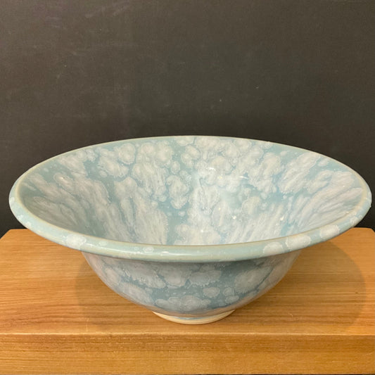 Serving Bowl in Pale Blue with White Splotches
