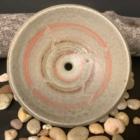Stoneware Soap Dish Pink Swirls