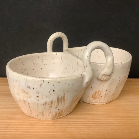 “Two Dip” Bowl in Cream and Gold, Linda Petroccione, DeKalb Junction, NY
