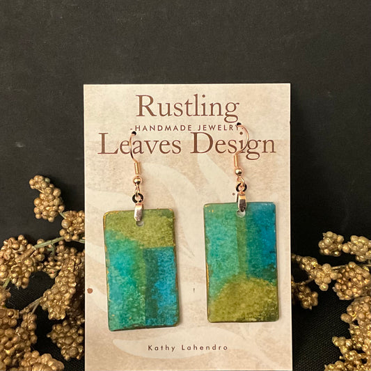 Turquoise & Lime Rectangle earrings