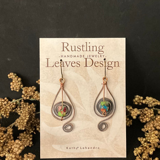 Coiled Copper Teardrops earrings