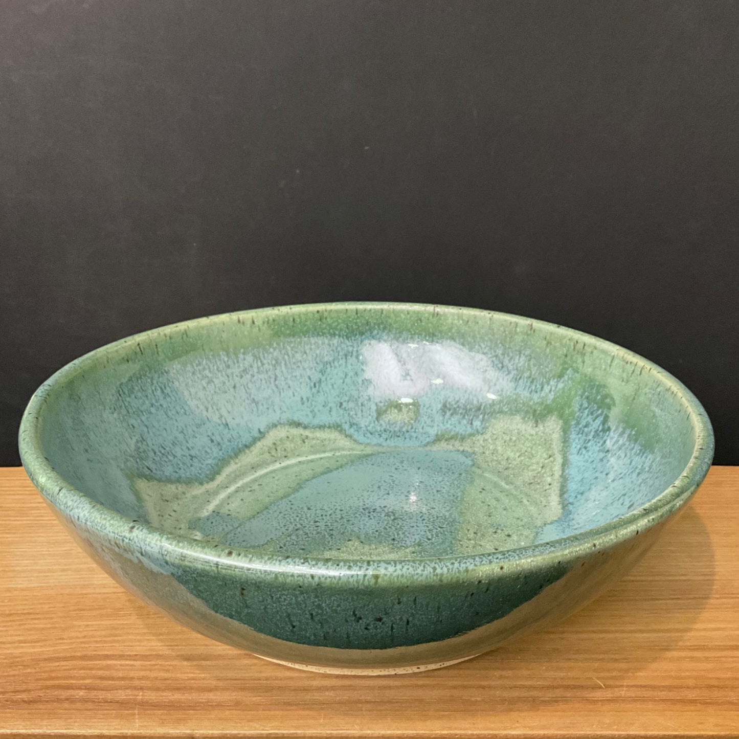 Oversized Salad Bowl with Speckled Green & Turquoise