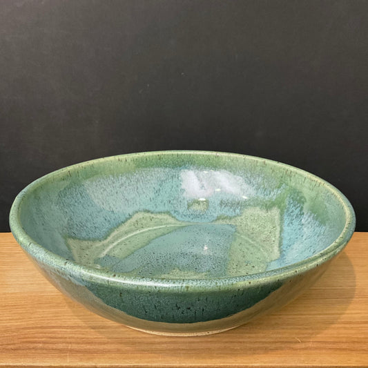 Oversized Salad Bowl with Speckled Green & Turquoise