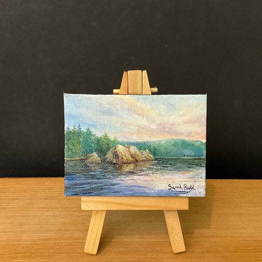 “Saint Regis Pond" miniature acrylic on canvas