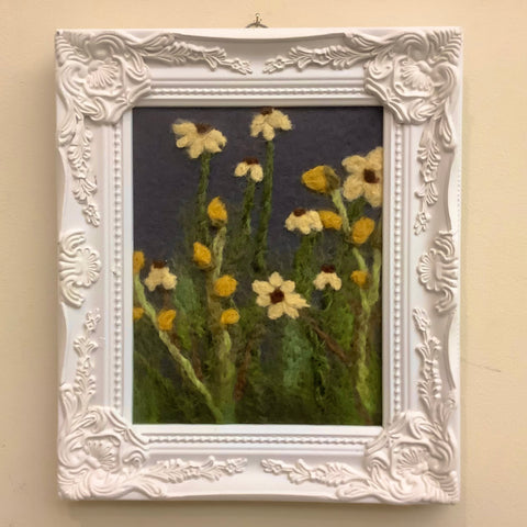 “Picking Daisies” Hand Felted Framed Art, Nancy Orologio, Norwood, NY