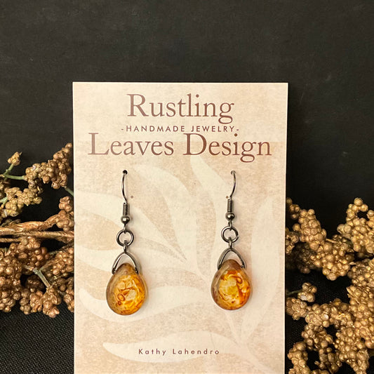 Picassso Marbled Glass Teardrop Earrings