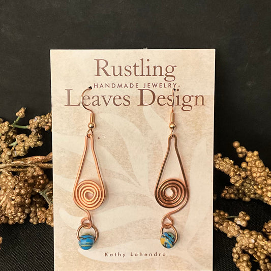 Copper Teardrop Spirals Earrings