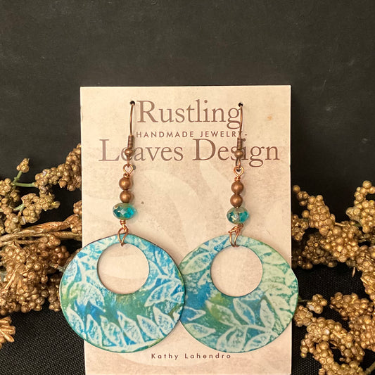Blue Green Go-Go Circle Earrings