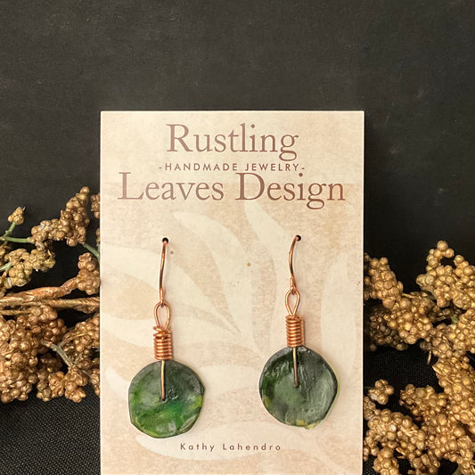Moss Green Resin Circle Earrings