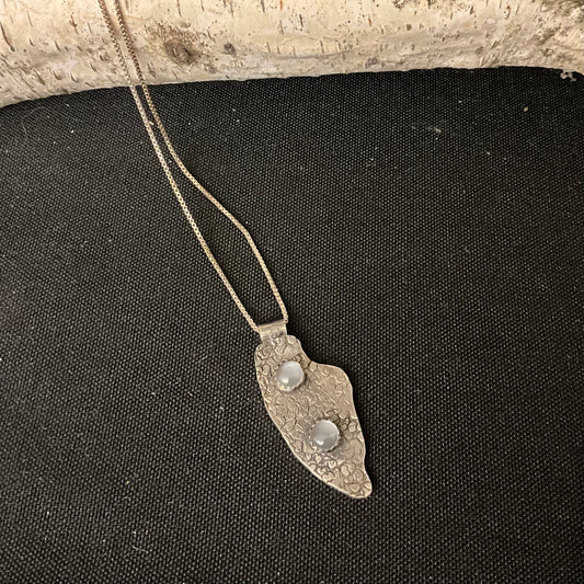 Sterling Silver Pendant with 2 Moonstones