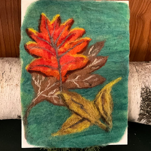 Felted Card- Maple, Oak and Beech Leaves