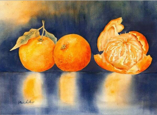 "Orange Reflection”, Framed Original Watercolor