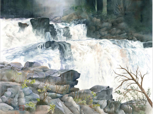 "Saint Regis Falls”, Framed Original Watercolor