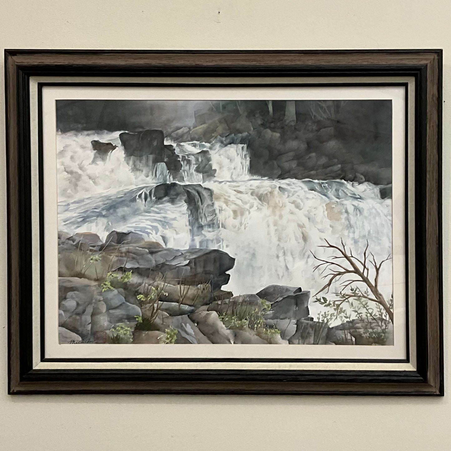"Saint Regis Falls”, Framed Original Watercolor