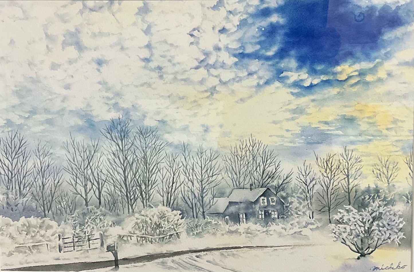 "After the Snow Storm”, Framed Print of Original Watercolor