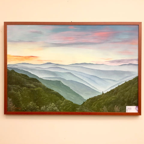 “Misty Mountain Sunset", Oil on Canvas
