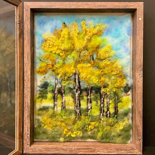 Autumn Birch - Hand Felted Framed Art