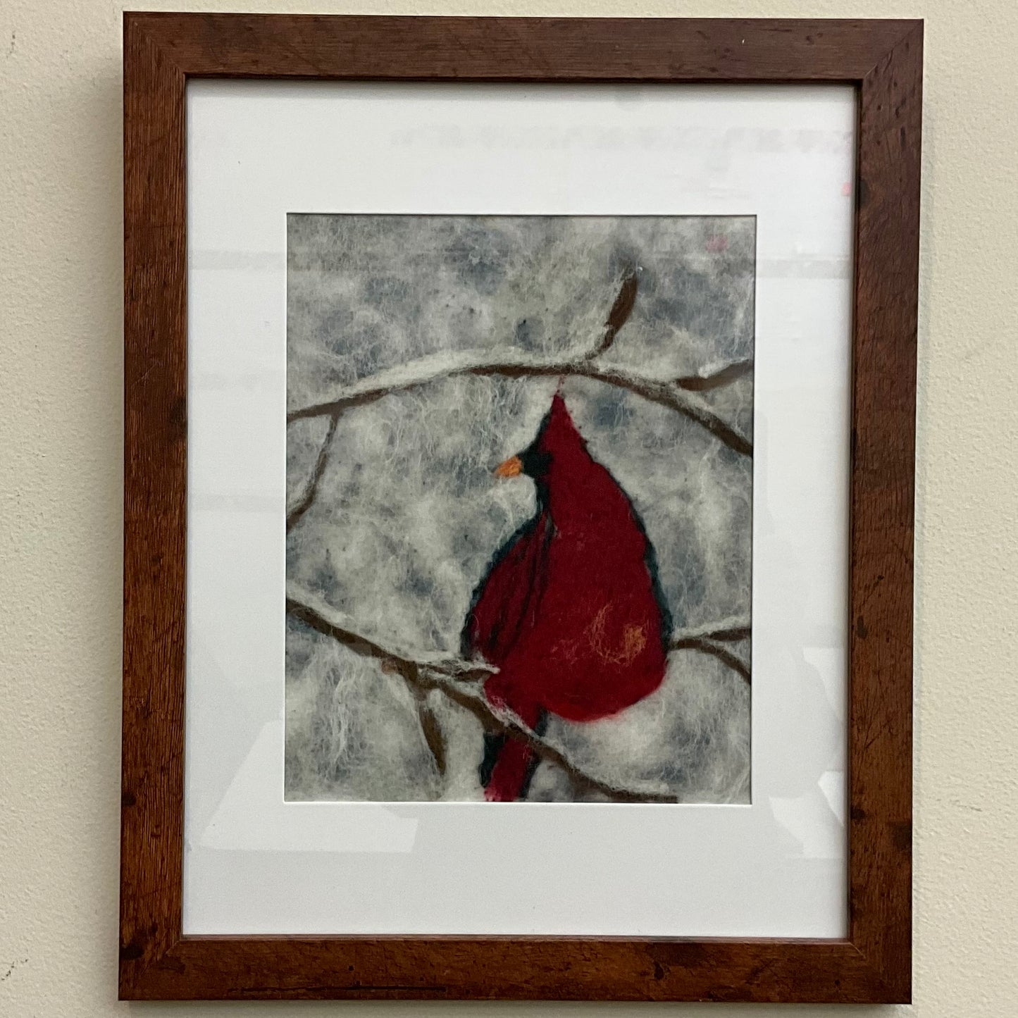 Cardinal - Print of Hand Felted Framed Art