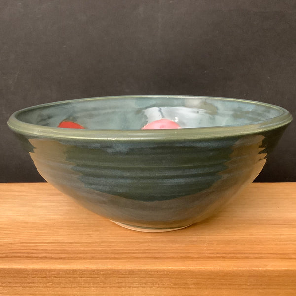 Bowl Steel Blue with Red “Polka Dots”