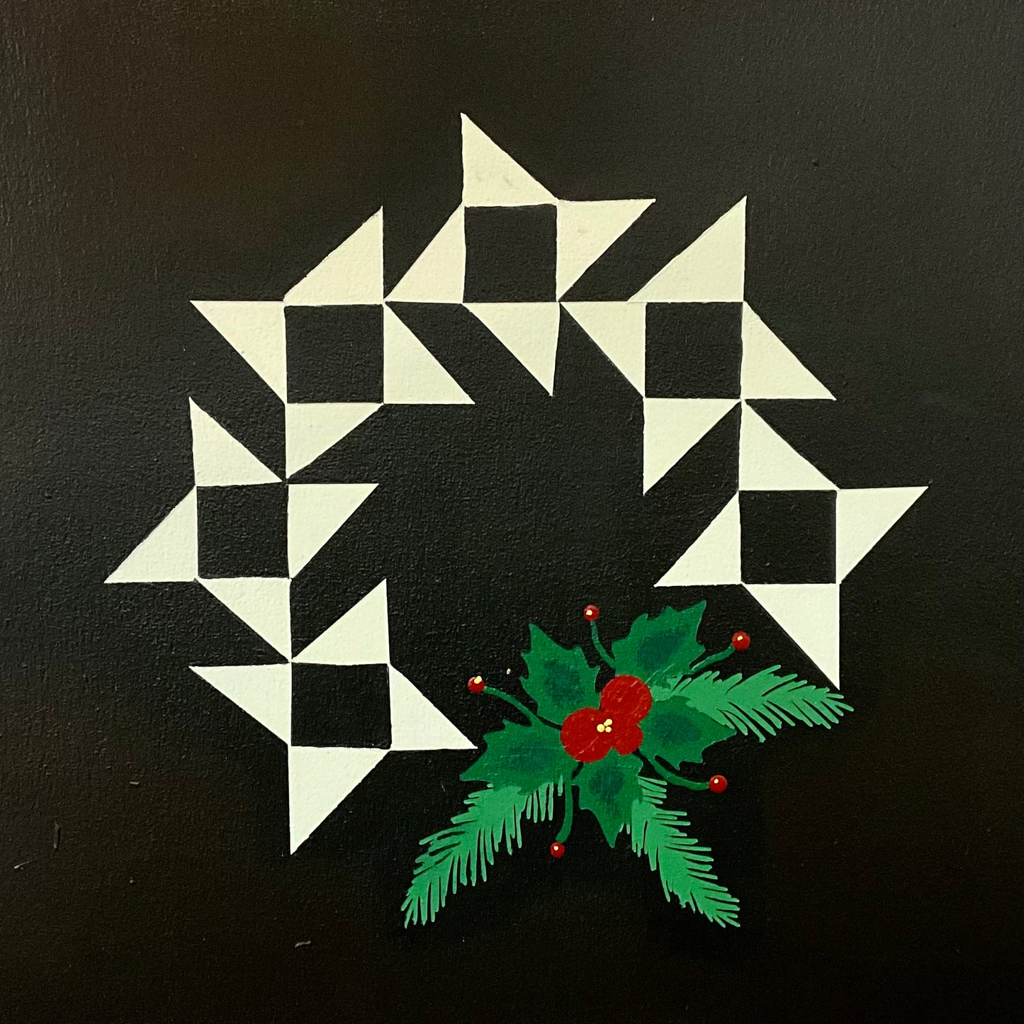 Barn Quilt Wreath on Black 1' x 1'