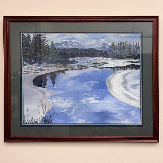 “Winter River” Original Framed Pastel