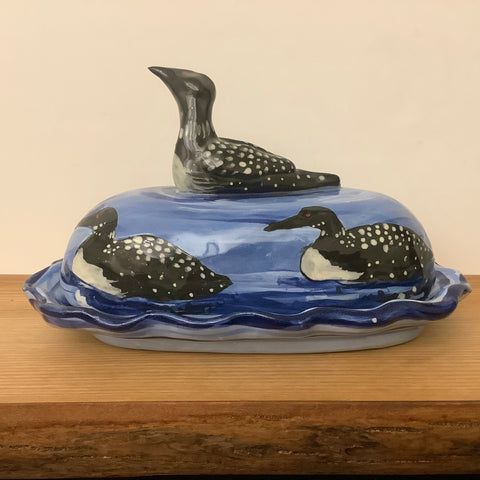 Covered Butter Dish with Loon Finial, Roxanne Locy, Canton, NY