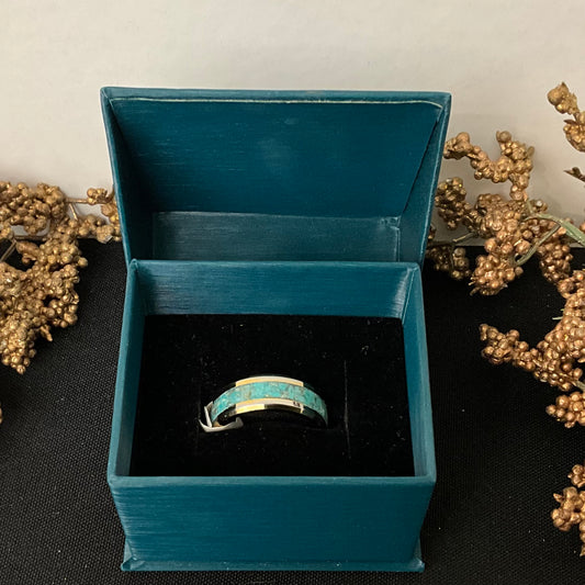 Topaz & Opal Gold Plate Inlay Ring size 9