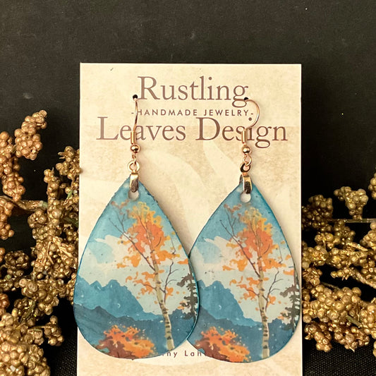 Autumn Birch Teardrop Earrings