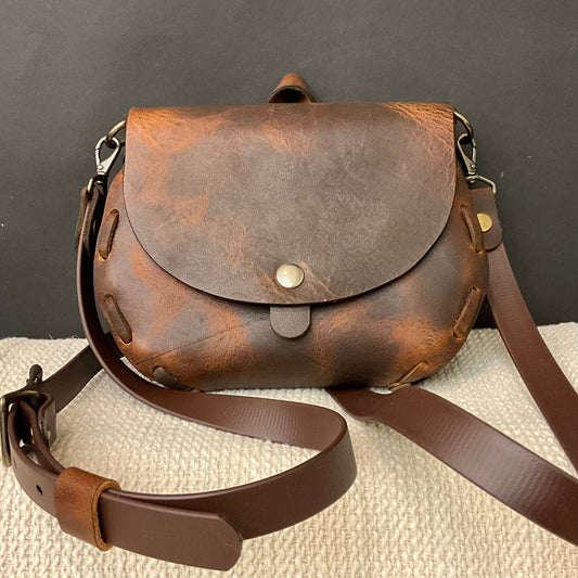 “Turtle” Brown Crossbody Bag with Adjustable Strap