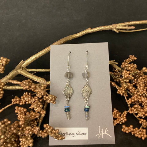 Silver Earrings with Labradorite