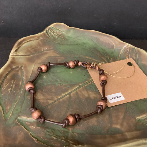 Leather Cord Bracelet with Copper Beads, Jennifer Kuracina, Hannawa Falls, NY