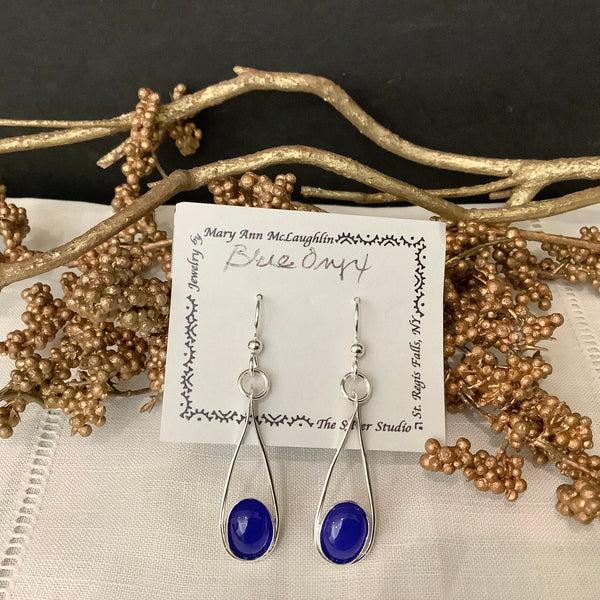 Teardrop Earrings with Blue Onyx