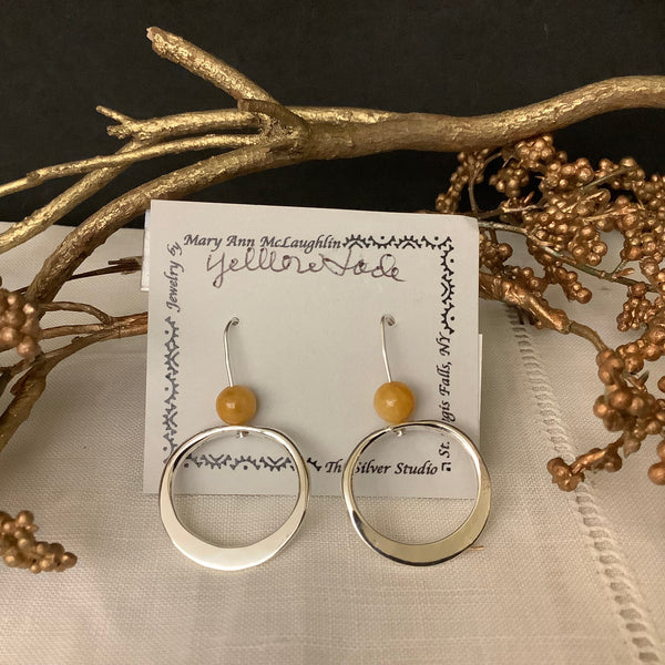 Small “Jill’s Earrings” with Yellow Jade Beads