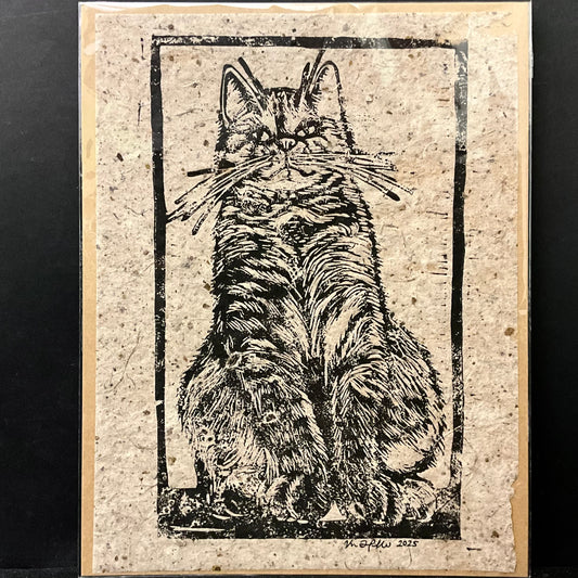 Proud Cat Linocut Print