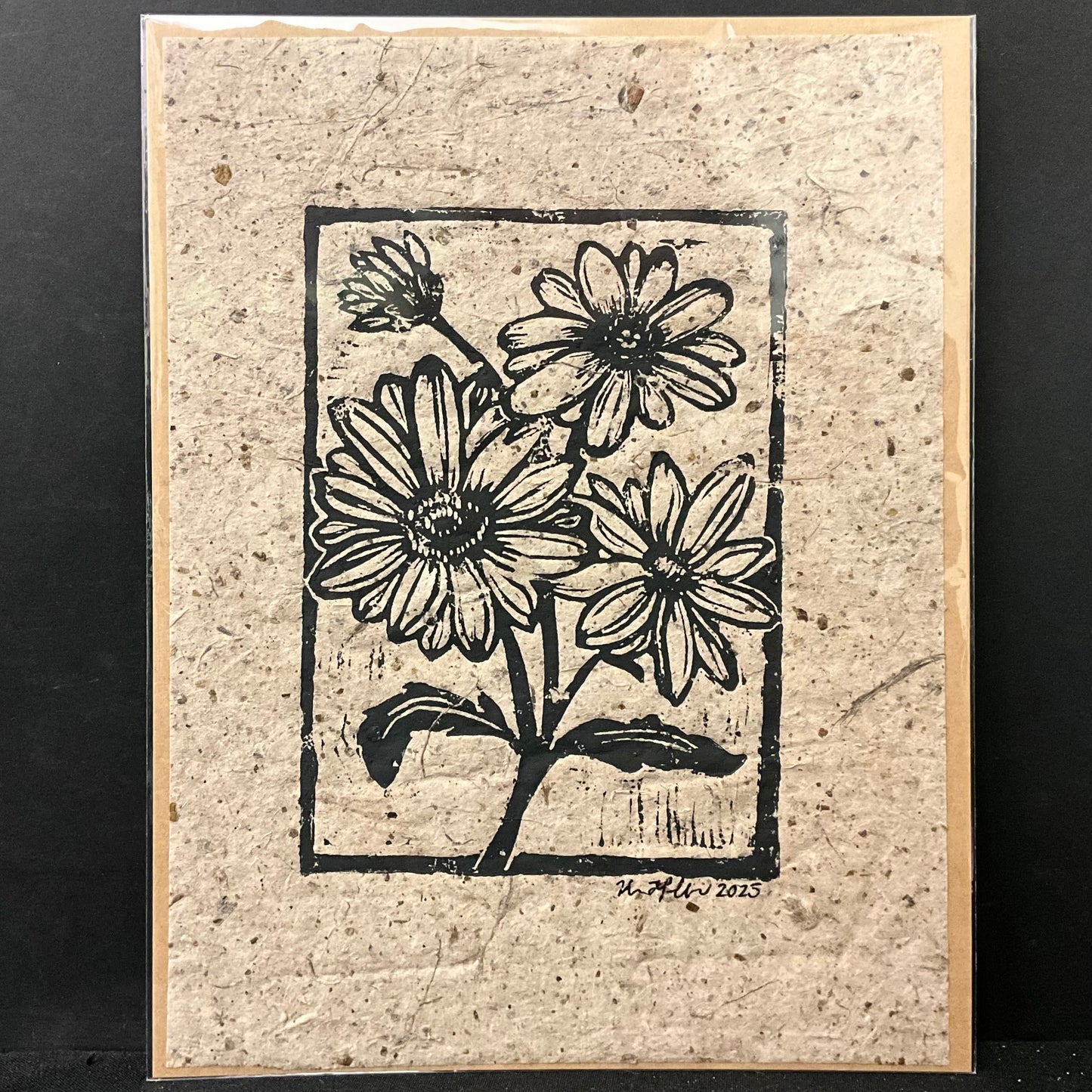 Garden Flowers Linocut Print