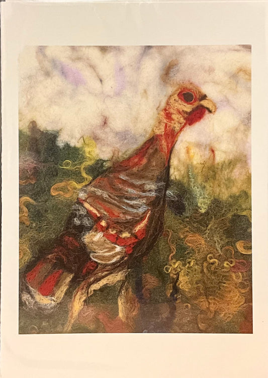 Turkey Pack of 4 cards - Print of Hand Felted Art