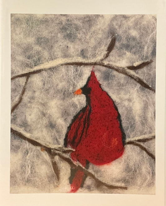 Cardinal Pack of 5 cards - Print of Hand Felted Art