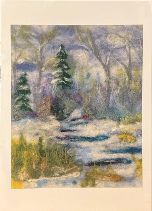 Serenity of Winter Pack of 5 cards - Print of Hand Felted Art