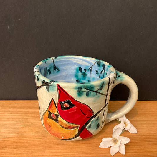 Petite Mug with Carved Cardinals
